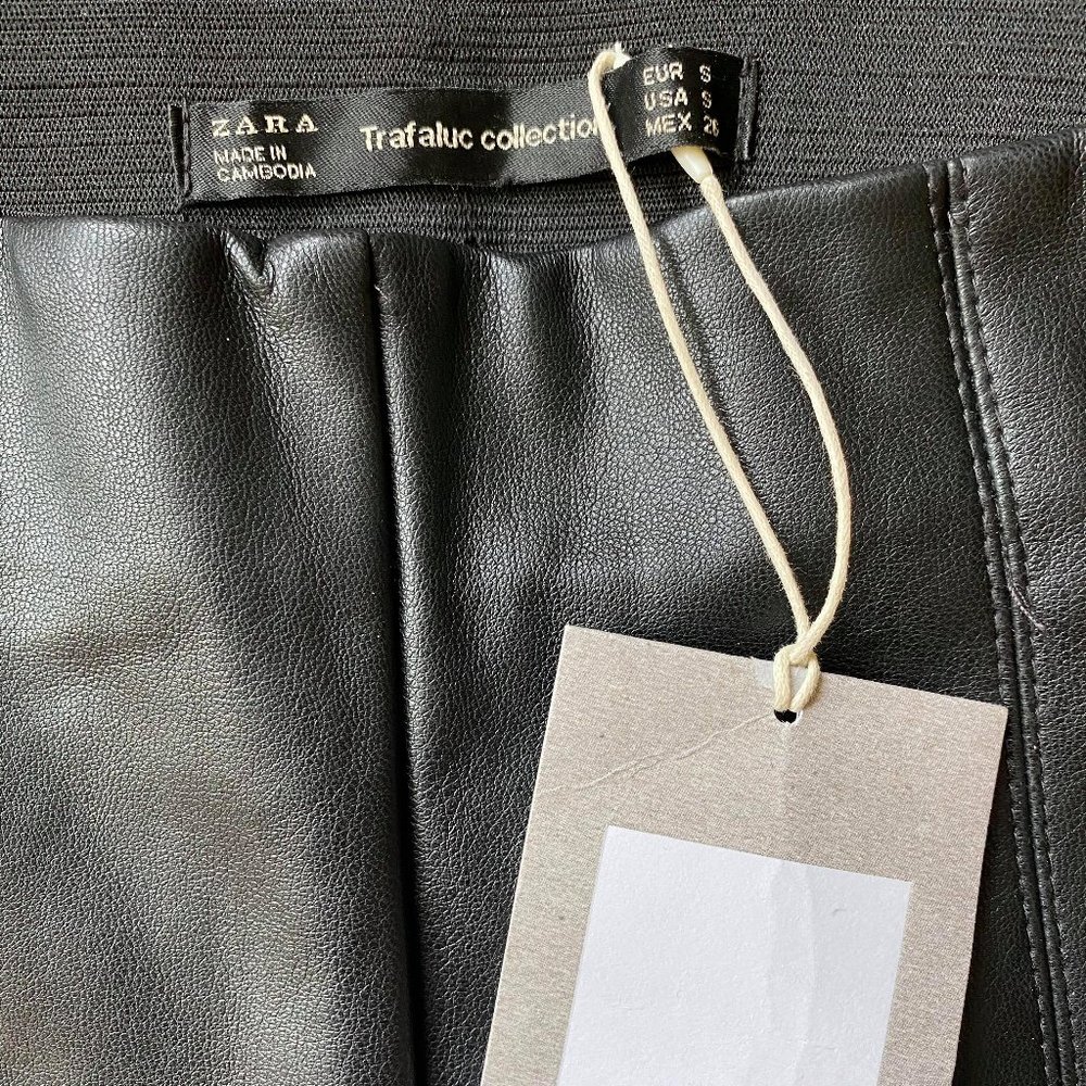 Zara faux leather black leggings. Size S